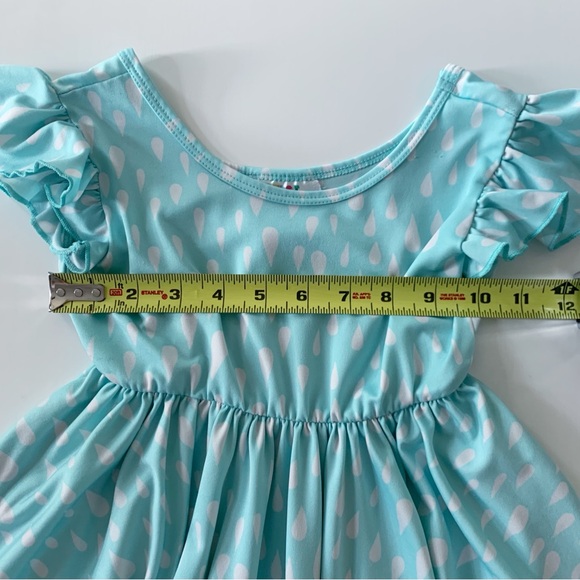 Dot Dot Smile Teal Raindrop Flutter Sleeve Twirl Dress - Picture 4 of 6